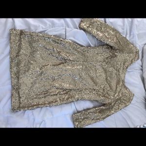 Gold sequin quarter sleeve dress